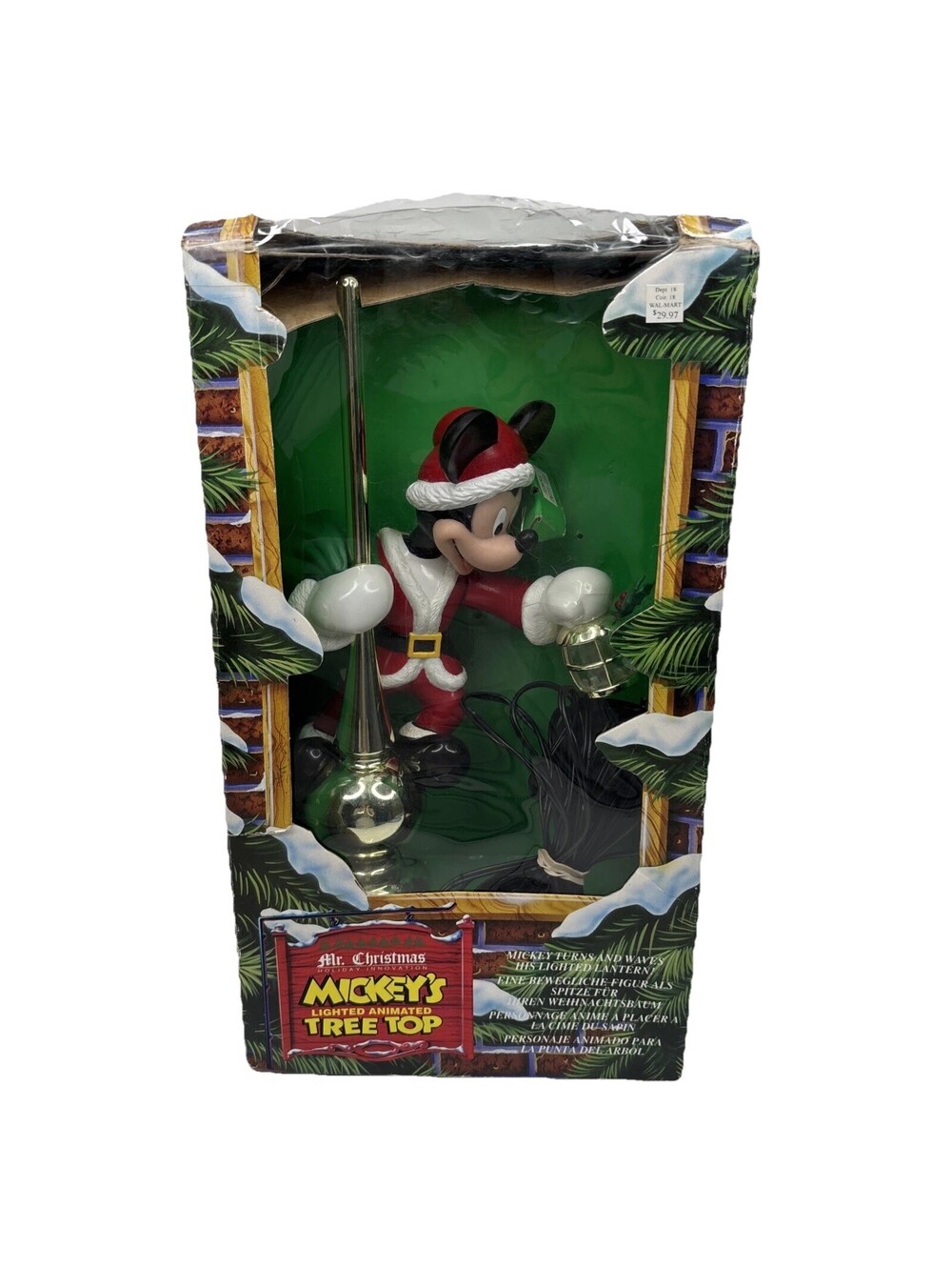 Mr. Christmas Mickey Mouse Lighted Animated Xmas Tree Topper in Box 1994